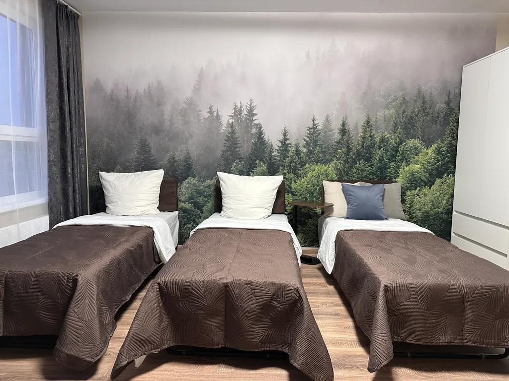 Студия с тремя раздельными кроватями