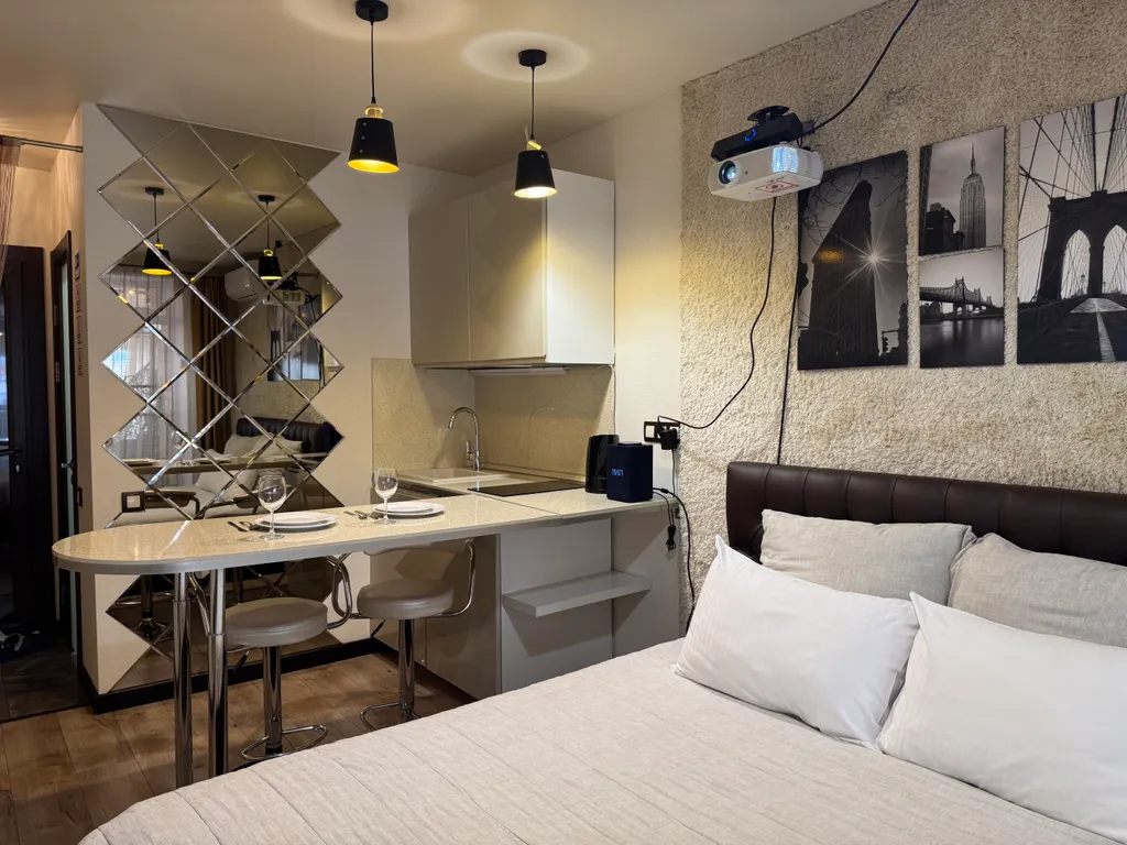 Студия Америка с кинотеатром, террасой и кухней