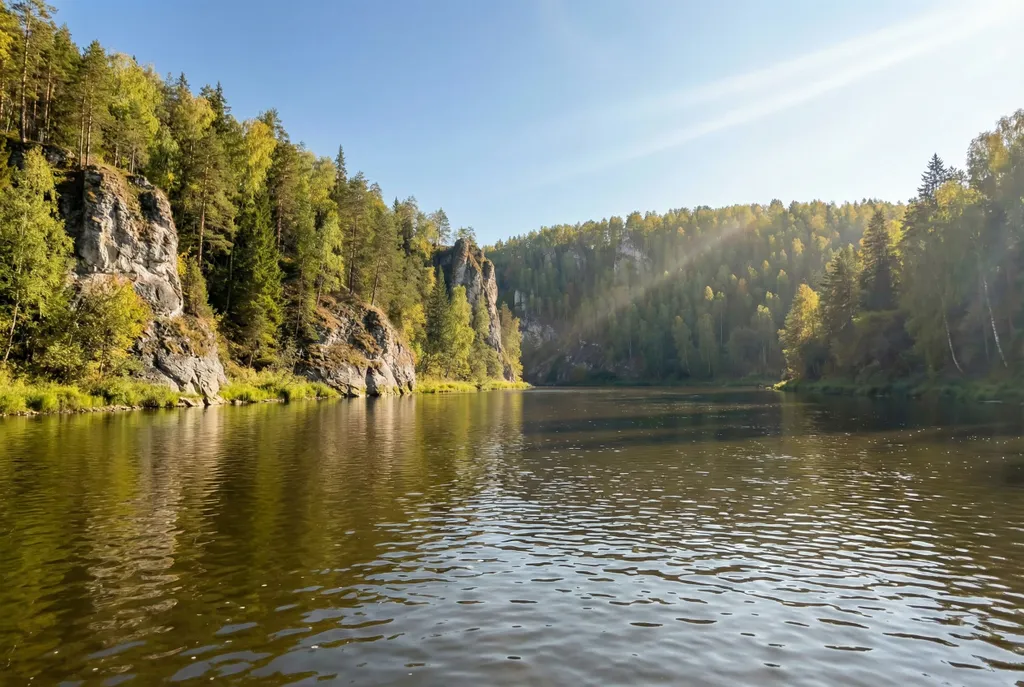 Уютные домики на берегу реки Косьва