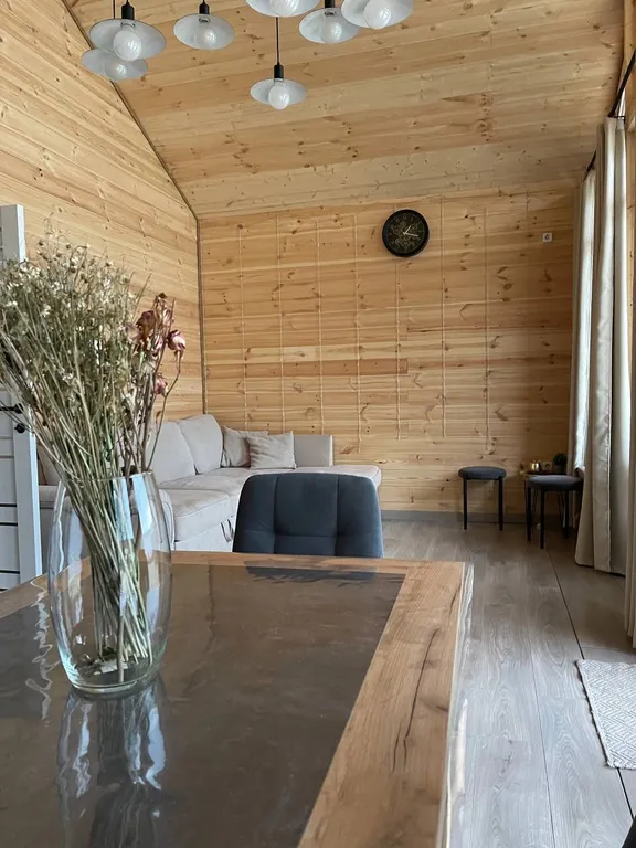 Шале на берегу реки с банным чаном и дровяной баней