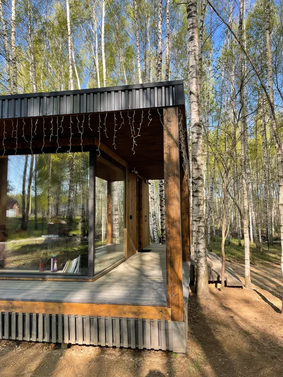 Самый уютный дом с панорамным остеклением в березовом лесу
