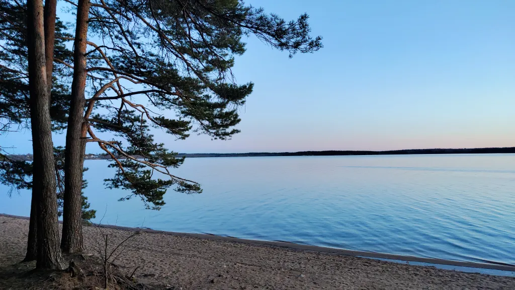 Коттедж Коттедж с баней, чаном и детской площадкой с батутом у озера, в бору — Ланино