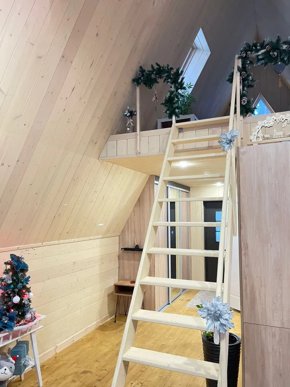 Коттедж Дом А-frame в хвойном лесу — Половина