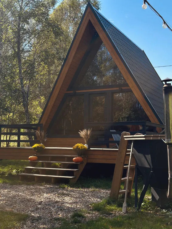 Дом в стиле a-frame в лесу в 10 км от Смоленска рядом с р. Днепр