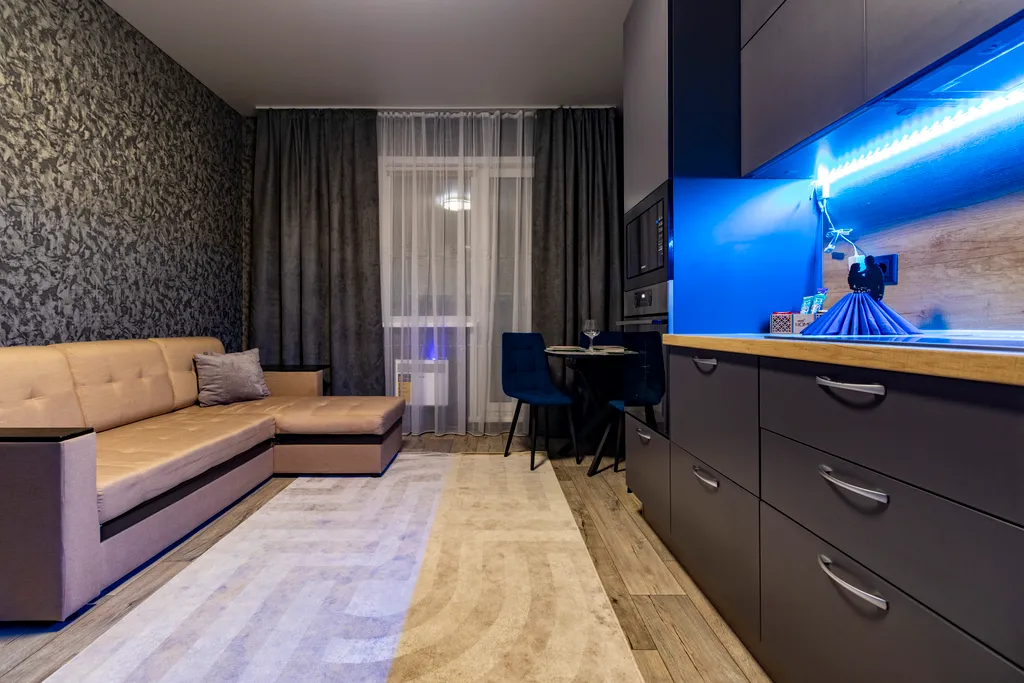 Просторная однокомнатная квартира с кухней гостиной