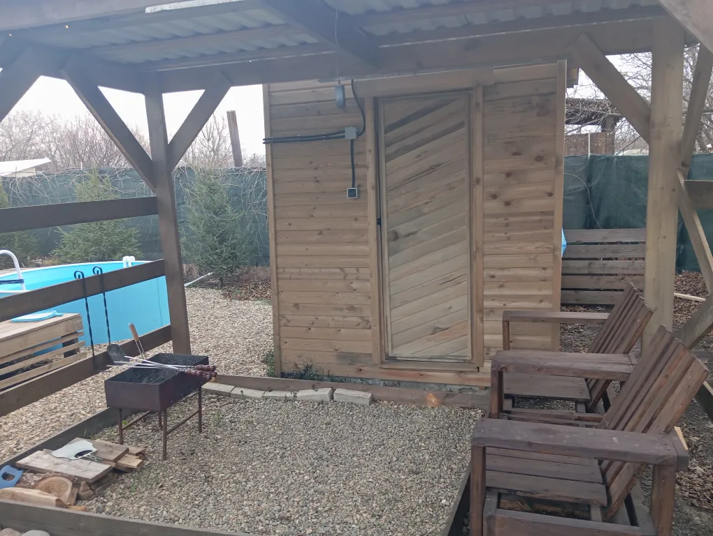 А-фрейм с парной, купелью и беседкой