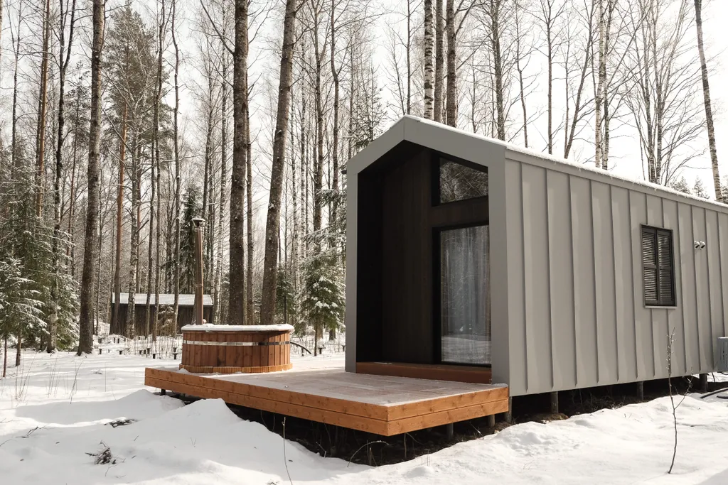 Коттедж Уютный дом в лесу для 2-х с купелью фурако и мангалом — Глубокое (Каменногорское г/п)