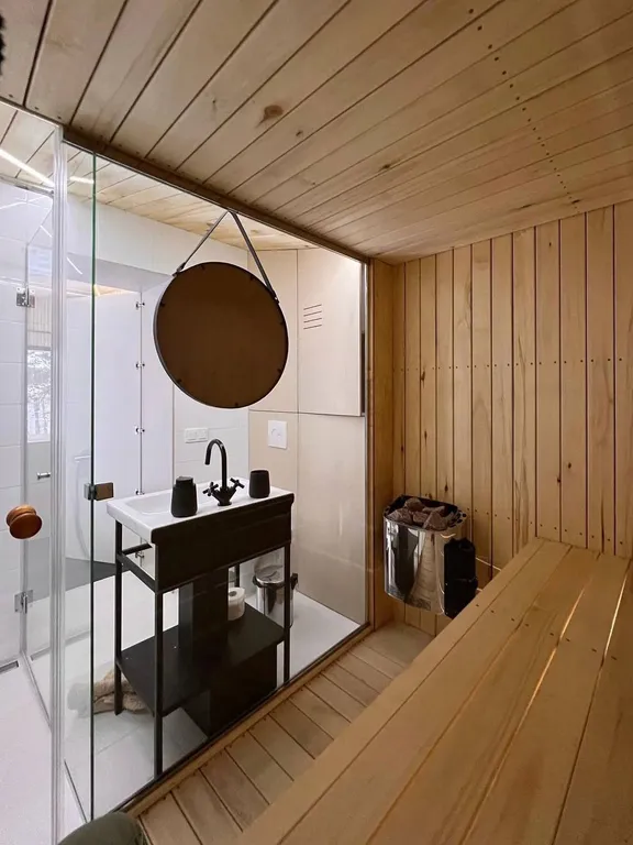 Ультрасовременный домик для отдыха вдвоем с сауной, купелью, мангалом