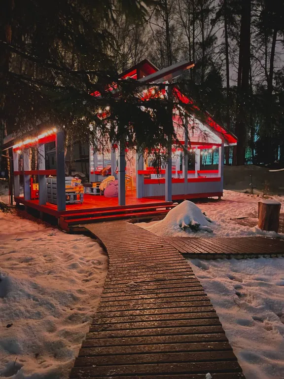 Барнхаус в лесу с розовой гостиной