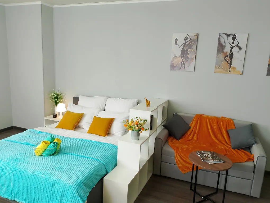 Новая уютная студия с видом на Волгу в центре