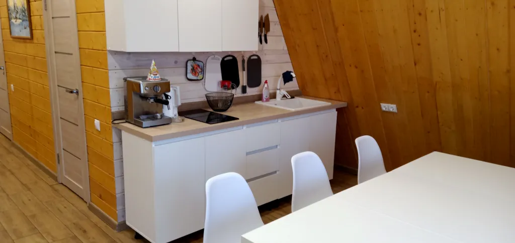 Большой а-фрейм дом с баней с сибирским чаном