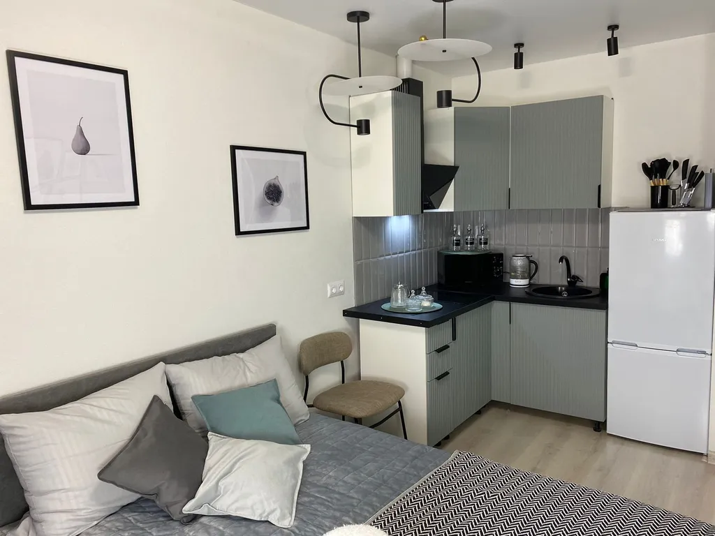 Чистая, светлая и уютная студия, со всем необходимым для проживания