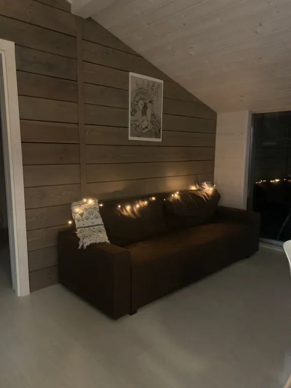 Дом с панорамными окнами в окружении леса