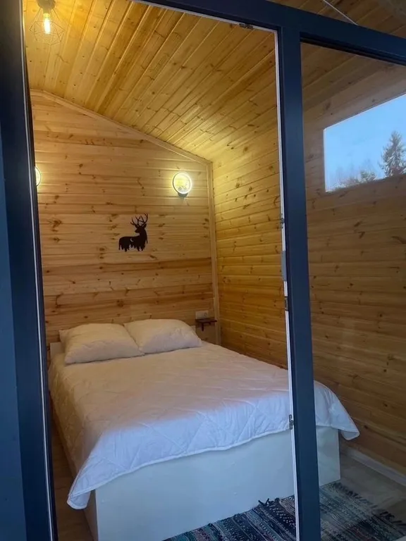 Дом с баней и ванна в лесу