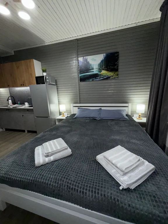 Уютная жилая комната на двоих в деревянном таунхаусе