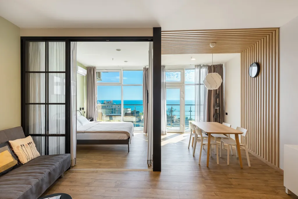 Квартира Апартаменты Барселона-Парк.com с видом на море 11 этаже и с балконом — аренда посуточно в Сочи