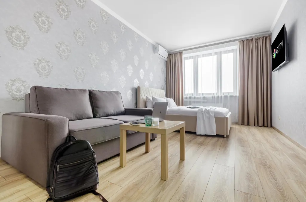 Квартира Квартира Стиль и высота, панорамный балкон, 14 этаж, жк «маршал», smart tv — Краснодар