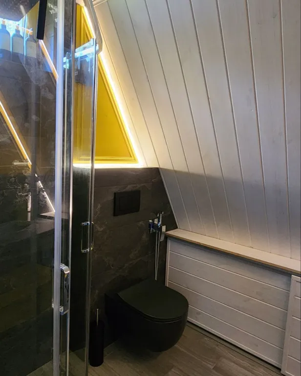 Стильный треугольный дом в 25 км от Минска с горячей купелью в лесу