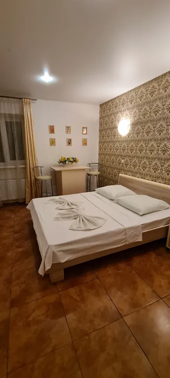 Уютная студия для трёх гостей с ванной комнатой