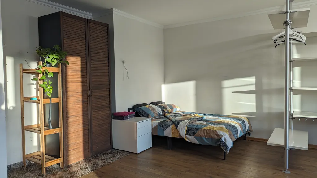 Студия с камином, деревом и видом на реку