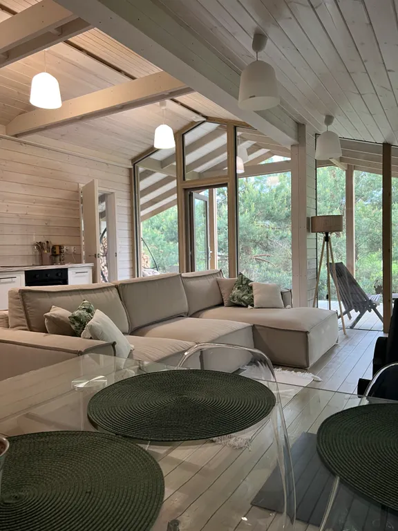 Коттедж Дубль дома с панорамными окнами на сосны — Семеновское