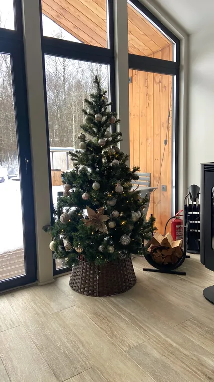 Дом с панорамными окнами и видом на лес