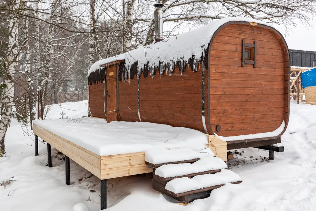 Современный дом с баней в лесу
