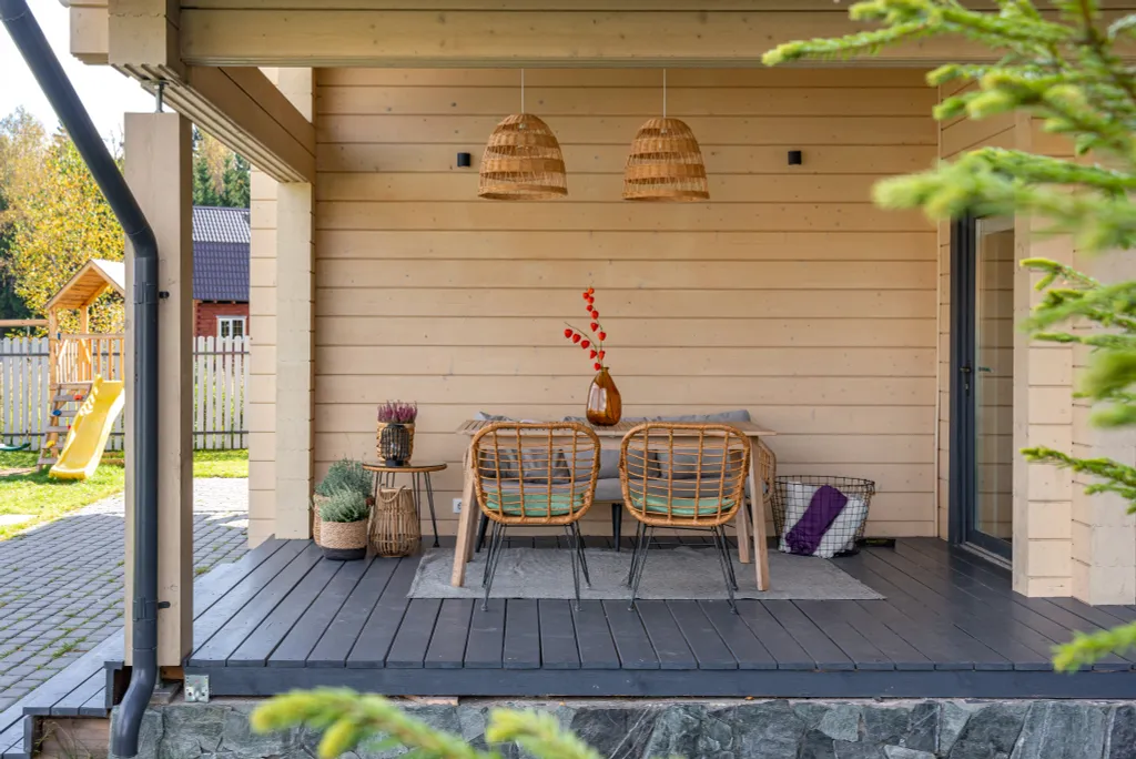 Дом из бруса в лесу с баней и чаном