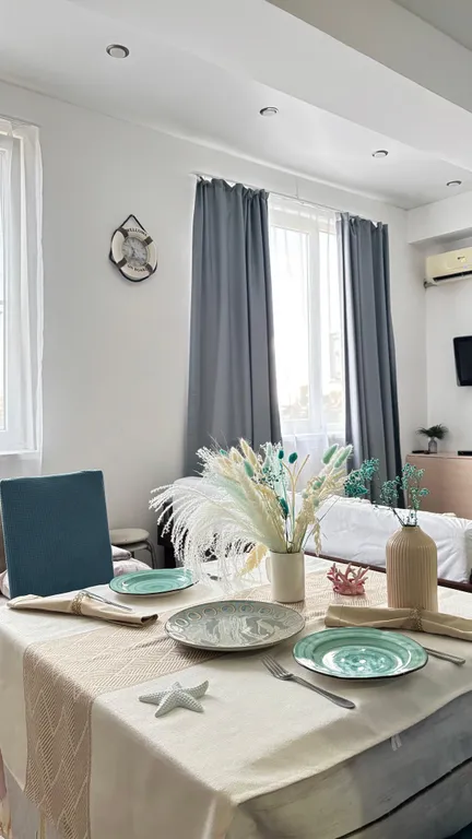 Квартира Квартира Атмосферный апартамент в морском стиле с видом на море в 300м до пляжа — Сириус