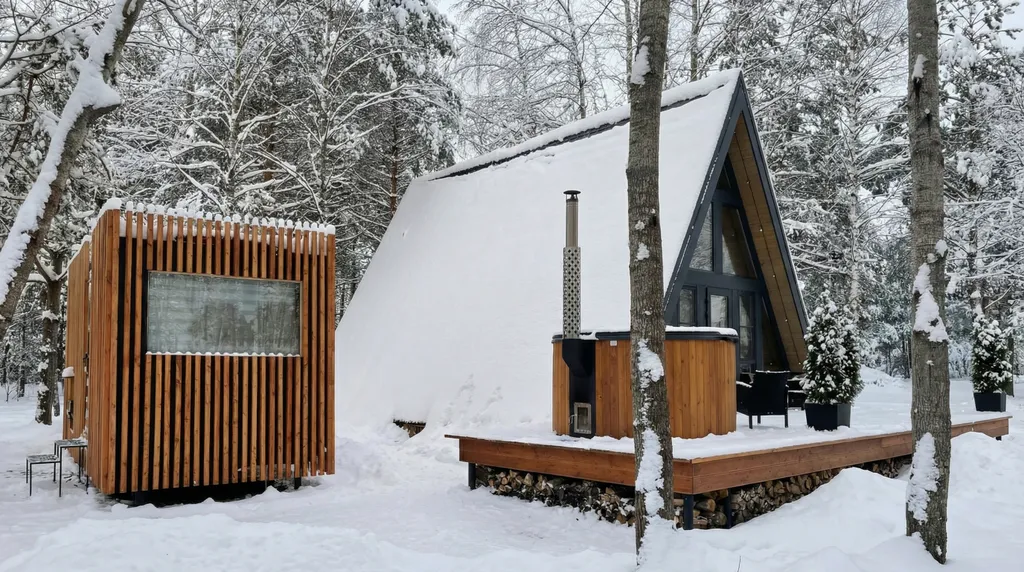Домик A-Frame с купелью
