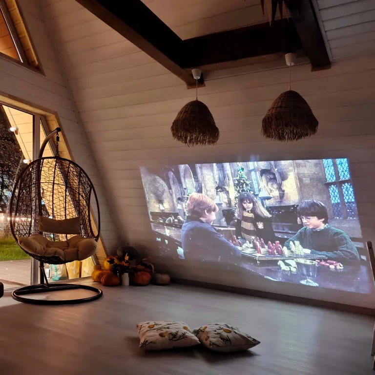 Стильный треугольный дом с видом на лес