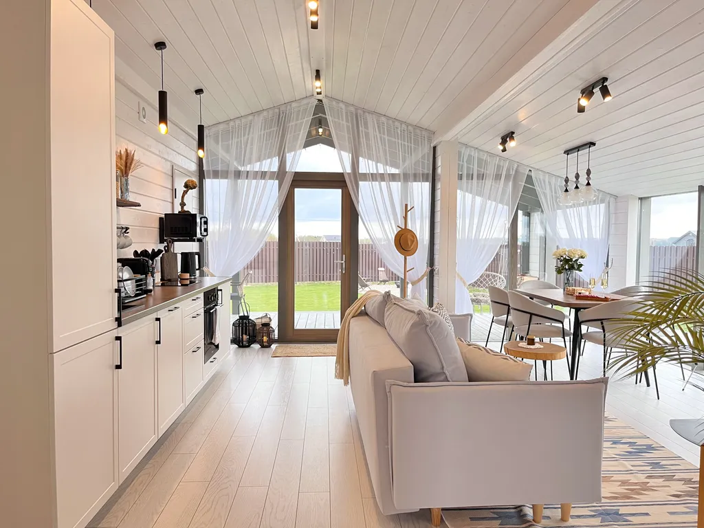 Панорамный барн в стиле Дубльдом с баней и чаном