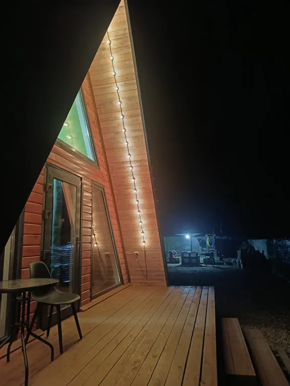 А-фрейм с видом на лес и с банным чаном