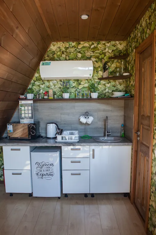 А-фрейм уютный домик у леса  с чаном