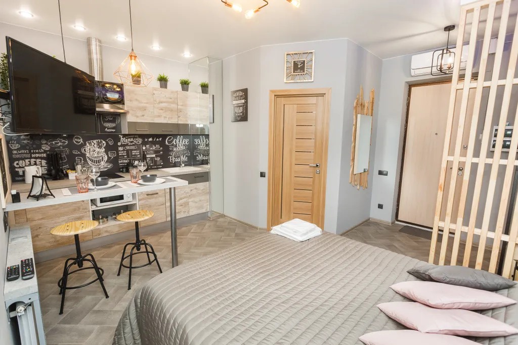 Студия с подсветкой в центре у БЦ Высоцкий