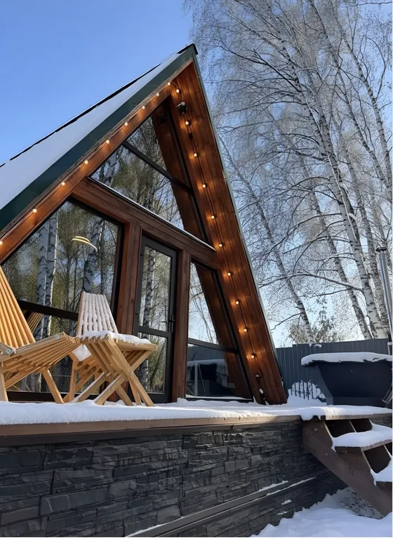 Уютный афрейм в березовом лесу