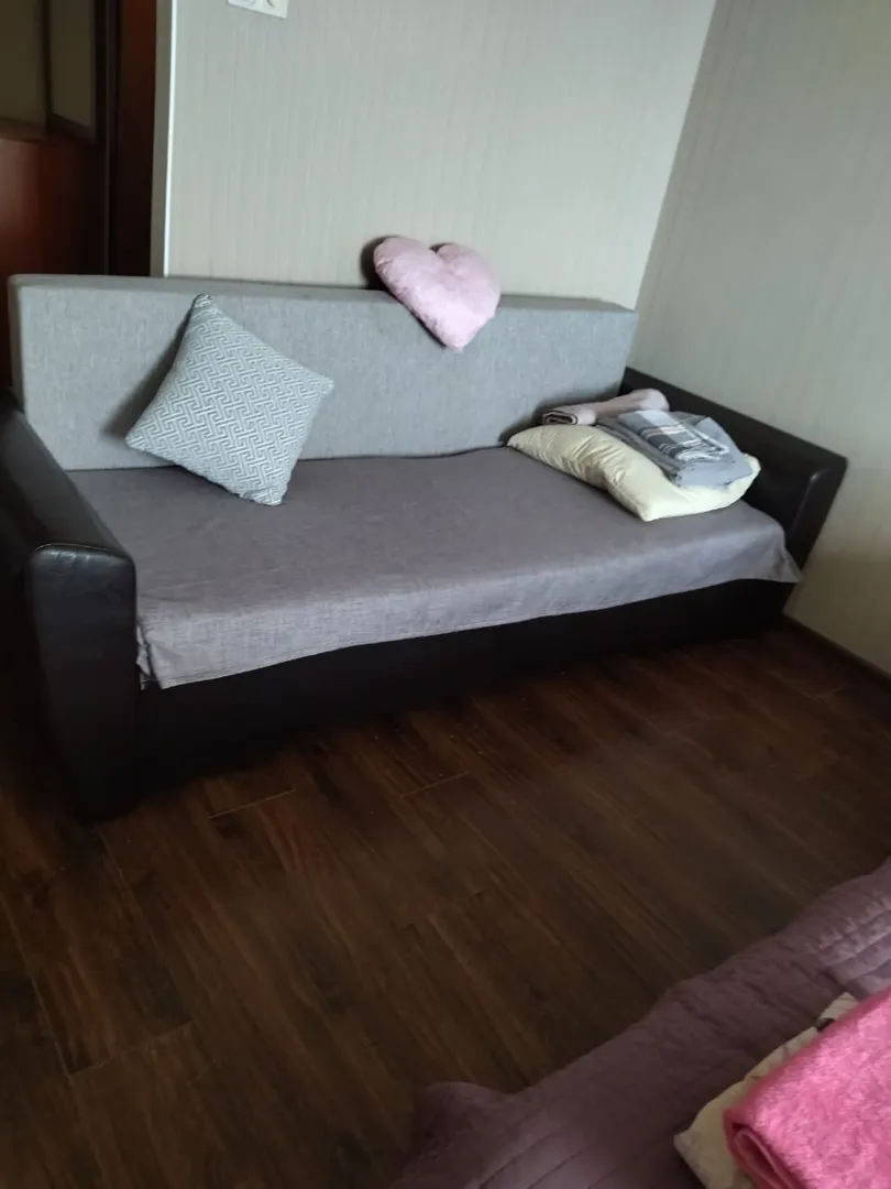 Установили новый раскладной двухместный диван, поэтому ее нет на первом фото