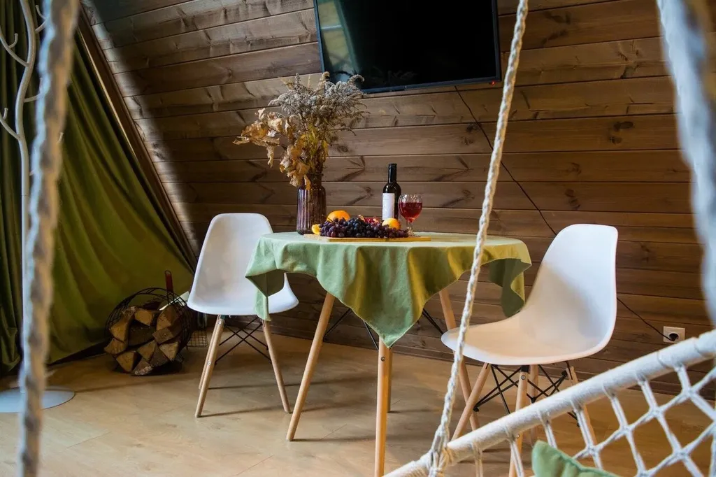 А-фрейм уютный домик у леса  с чаном