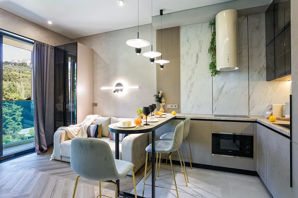 Студия с панорамой на горы