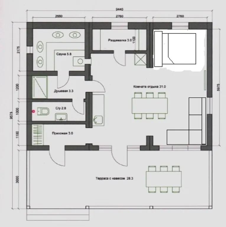Домик с баней ХХ48-6