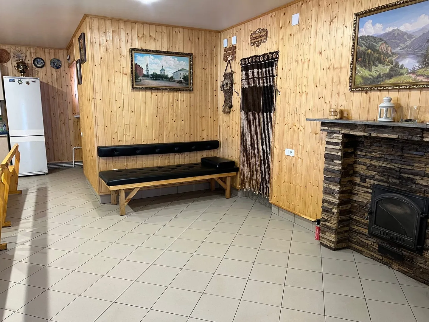 камин + проход в баню 