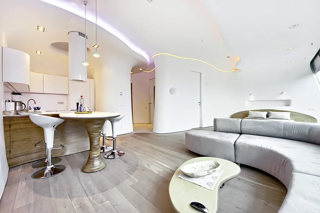 Космический апартамент с потрясающим видом на башни и город