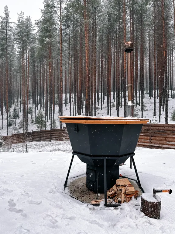 Домик в лесу с потрясающим видом из окна с банным комплексом