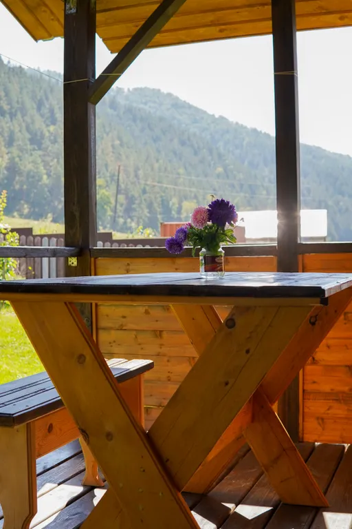 Половина домика с видом на горы