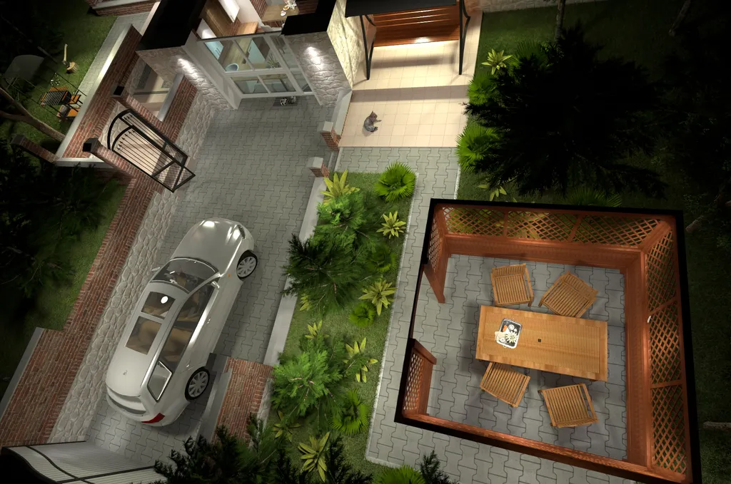 Коттедж Добротный кирпичный дом со своим двором в усадьбе Можжевеловый дворик — Айвовое