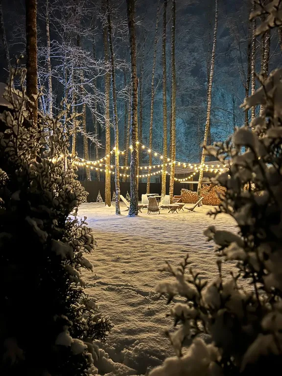 Домик в лесу с камином и баней