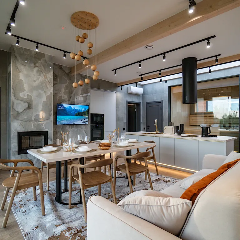 Домик в Икше с сауной и камином (Glassbox108 Premium 2)