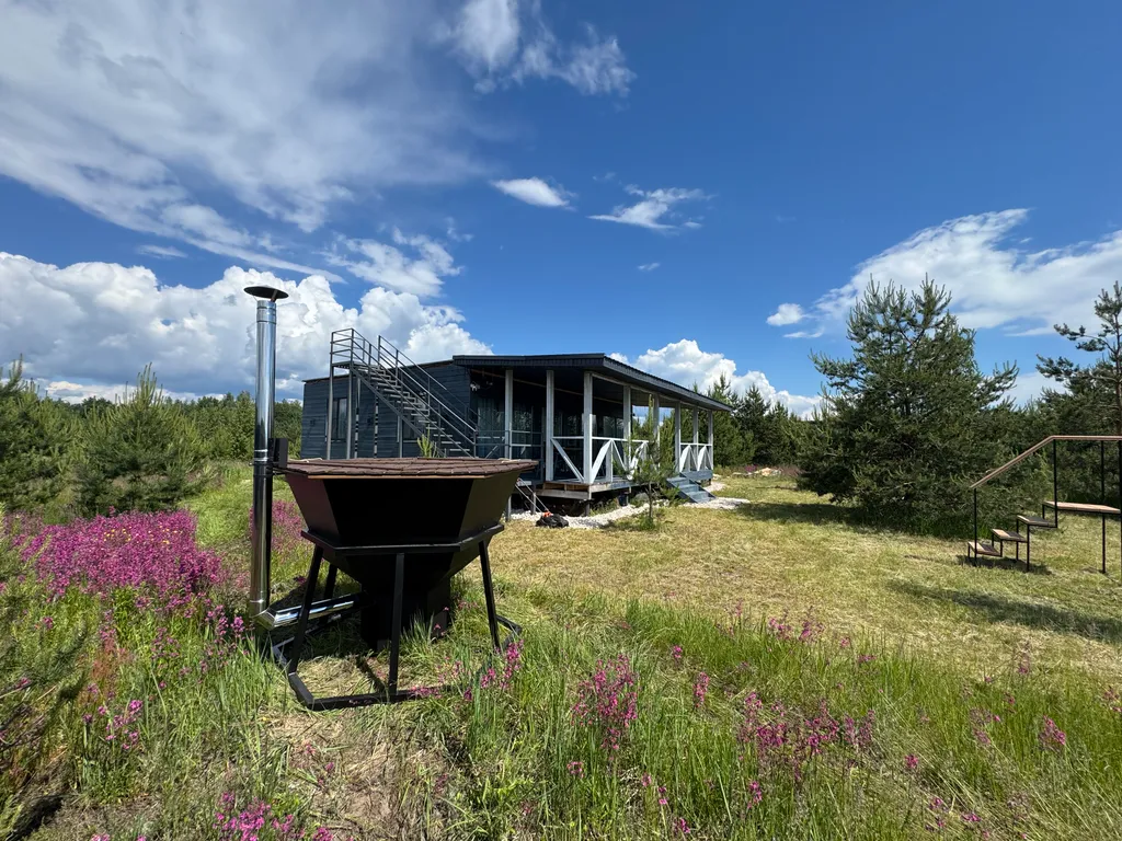Дом 135m2 — чан на дровах, бассейн, панорамная веранда