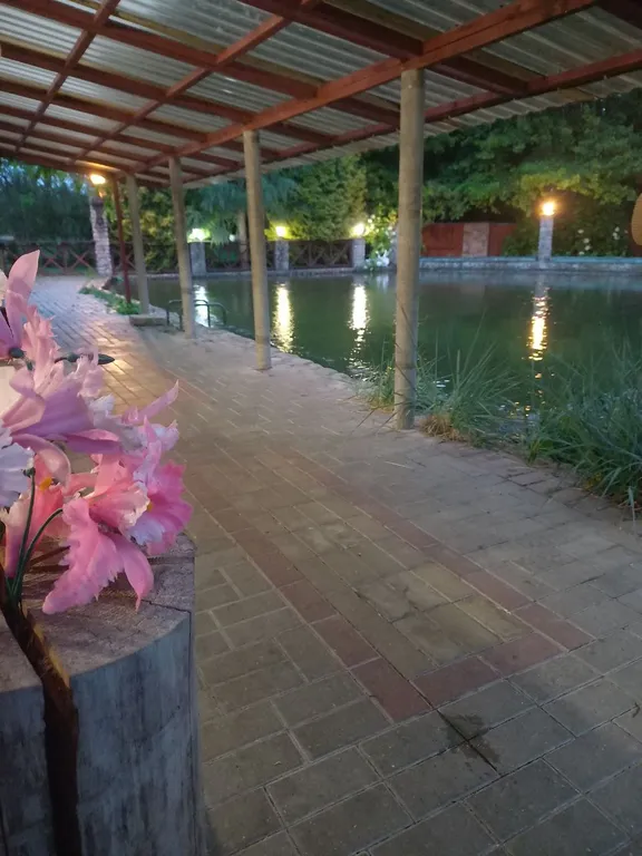 Уютный домик с баней, камином и террасой возле пруда