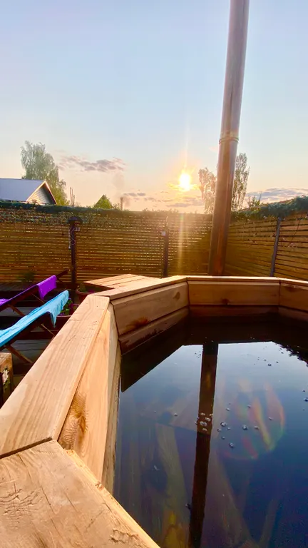 Домик Рокс с баней, банным чаном и чашей для купания